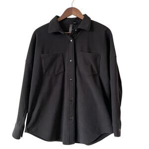 Mondetta Fleece Black Butter Up Long Sleeve, Women’s M, Casual Minimalist Office